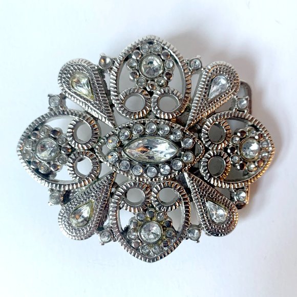Sparkling Rhinestone & Engraved Belt Buckle with Detailed Scroll Work - Picture 7 of 7